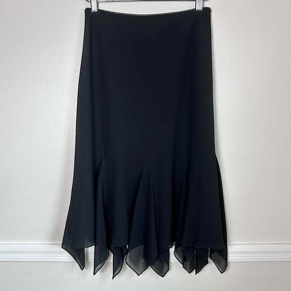 Ronni Nicole Black Midi Skirt M Flouncy Hanky Hem Witchy Whimsigoth Y2K Vintage - Picture 10 of 14